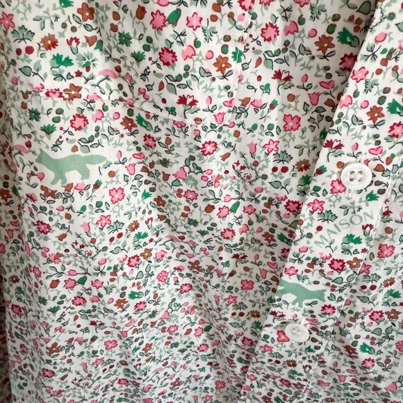 NEW Maison Kitsune White Logo Floral Button Down Shirt M - Picture 4 of 7